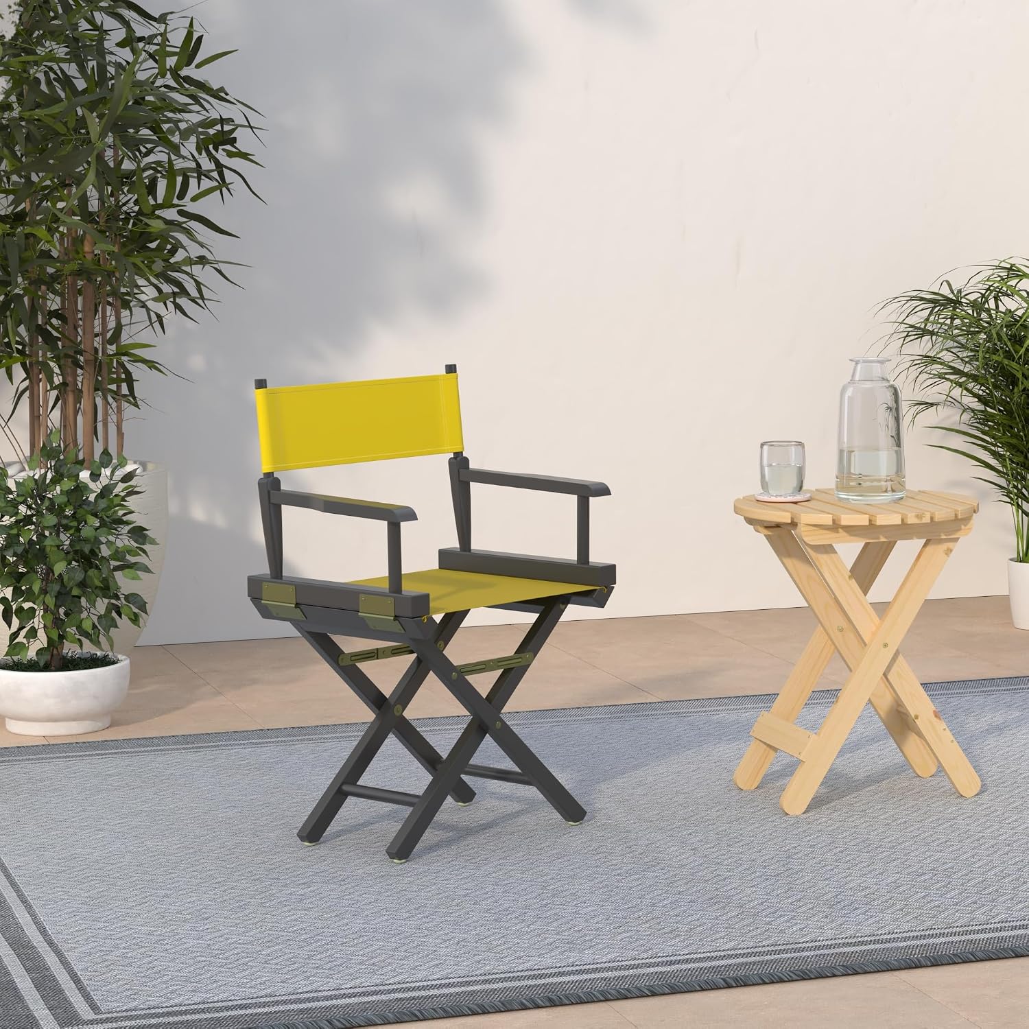 Casual Home 200-02/021-34 18" Black Frame-Gold Canvas Director Chair Classic Height, BlackFrame
