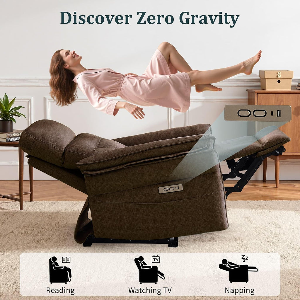 Korser Power Zero Gravity Recliner Chairs for Adults, Wall Hugger RV Recliner with USB & Type-C Charging Ports, Electric Power Recliner Chair for Living Room Home, Theater Seating, Bedroom
