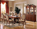Kitchen Furniture Set 9pc Formal Dining Table Set Include 1 Dining Table, 6 Side Chairs and 2 Arm Chairs, 8-Person Solid Wood Extendable Dining Set (Cherry&Fabric)