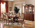 Kitchen Furniture Set 9pc Formal Dining Table Set Include 1 Dining Table, 6 Side Chairs and 2 Arm Chairs, 8-Person Solid Wood Extendable Dining Set (Cherry&Fabric)