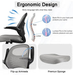 HYLONE Drafting Chair Tall Office Chair with Flip-Up Armrests Ergonomic Computer Chair with Lumbar Support Adjustable Footrest Ring Mesh Standing Desk Chair (Black)