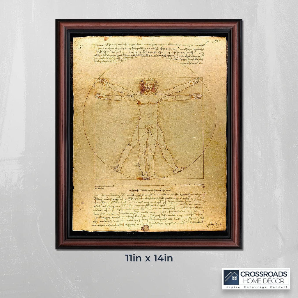 The Vitruvian Man Leonardo Da Vinci, World Famous Wall Art Collection, Fine Art Drawing, Framed Medical Posters for Your Medical Office Decor, Proportions of The Human Figure Drawing, 2453W