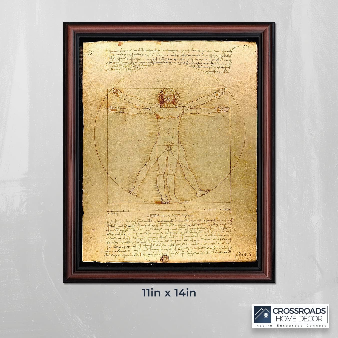 The Vitruvian Man Leonardo Da Vinci, World Famous Wall Art Collection, Fine Art Drawing, Framed Medical Posters for Your Medical Office Decor, Proportions of The Human Figure Drawing, 2453W