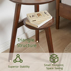 Mid Century Modern Side Table - 2-Tier Round End Tables Living Room, Walnut End Table Nightstand, Small Round Coffee Table Accent, Mid Century End Table, Oak