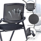 Upgraded Folding Chair with Wheels and Padded, Ergonomic Mesh Back and Arms for Office, Meetings, Conferences, Receptions, Training Rooms & Folding Office Chairs