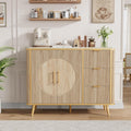 47.3" Modern Buffet Cabinet with Storage, Kitchen Sideboard Buffet with 2 Door & 3 Drawers, Fluted Caffee Bar Storage Cabinet for Dining Room, Living Room, Entryway, Natural Oak