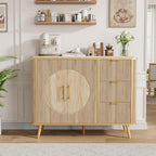 47.3" Modern Buffet Cabinet with Storage, Kitchen Sideboard Buffet with 2 Door & 3 Drawers, Fluted Caffee Bar Storage Cabinet for Dining Room, Living Room, Entryway, Natural Oak