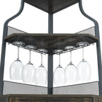 Corner Wine Bar Rack Cabinet with Detachable Wine Rack, Bar Cabinet with Glass Holder, Small Sideboard and Buffet Cabinet with Mesh Door (Dark Rustic Oak)