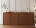 LKTART Mid Century Modern Sideboard Buffet Cabinet,Narrow Walnut Entryway Storage Cabinet,Modular Storage Cabinets with 2 Doors for Living Room,Kitchen,Hallway (2 Pieces,78" L*9.25" D)