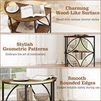 Giantex Half Round End Table - 3-Tier Narrow Sofa Side Table w/Study Metal Frame & Storage Shelves, Half Moon Circle Bedside Night Stand for Living Room Bedroom Small Spaces (Rustic Brown,1)