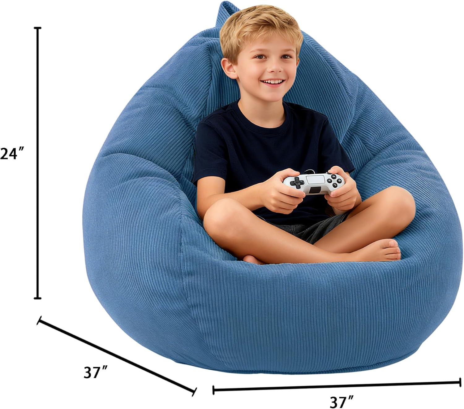 LPMOERA Bean Bag Chair Memory Foam Bean Bag Chairs for Kids/Teens with Filling Round Kids Bean Bag Chair for Living Room Bedroom College Dorm Reading Chair