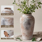 Large Vintage Ceramic Vase - 11 Inch Farmhouse Rustic Flower Vase,Large Vases for Decor Living Room Dining Table Home Decor and Housewarming Gift