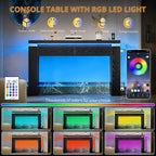 LIKIMIO Console Table with Drawers, Modern Entryway Table with LED Lights and Charging Station, Narrow Sofa Table with Storage Behind Couch for Entrance, Hallway, Living Room, Black