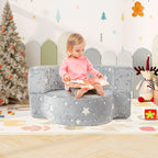 Costzon Kids Couch, 2 in 1 Convertible Toddler Reading Chair Sofa Glow in The Dark with 8-inch Sitting Cushion, Flannel Cover, Lightweight Children Plush Sofa Chair for Boys Girls Gifts