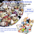 Clear Stuffed Animal Bean Bag Chair Cover for Kids, Waterproof Large Stuffable Beanbag Chair Cover, Creative PVC Plush Toys Storage, for Children Rooms Soft Stuff Animal(Large Square)