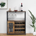 GAOMON Wine Bar Cabinet with Detachable Wine Rack, Wood Bar Cabinet with Storage Space & Glass Holder, Mesh Door, Small Modern Buffet Sideboard for Liquor and Glasses