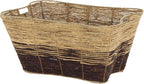 Deco 79 Seagrass Handmade Decorative and Functional Storage Basket Oversized Color Block Basket Organizer with Slot Handles, Basket for Storage 30" x 20" x 15", Brown