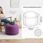 Gouchee Home Dotcom Soleil Bean Bag Round Pouf Ottoman, Orange - Waterproof, Fade-Resistant Ottoman Foot Rest for Outdoor Chair Filled with High-Density Polystyrene Beads, 20" D x 12" H
