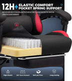 GTPLAYER Gaming Chair Fabric with Pocket Spring Cushion,Computer Office Chair with Lumbar Support for Adults Linkage Armrests and Footrest Ergonomic Gamings Chairs Height Adjustable RED