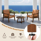 Yaheetech PU Leather Accent Chair, Mid-Century Modern Armchair with Solid Wood Legs, Reading Leisure Chair with High Back for Living Room Bedroom Waiting Room, Brown