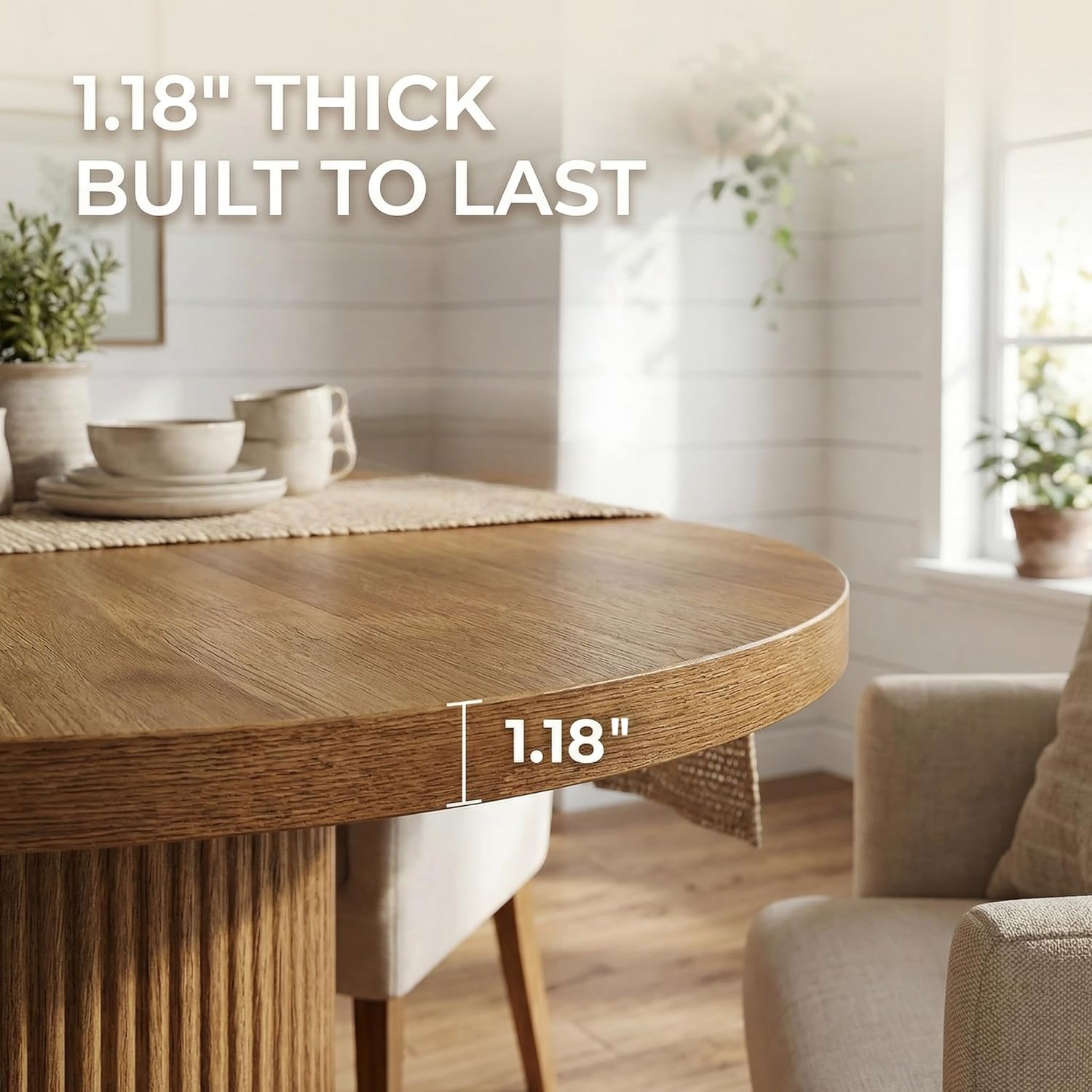 Tribesigns 47.24" Oval Dining Table for 4, Small Kitchen Table with Pedestal Base, Space Saving Farmhouse Wood Dinner Table for Apartment and Dining Room, Brown