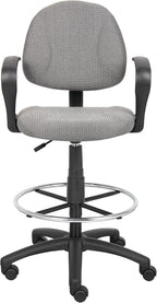 Boss Office Products B1617-GY Ergonomic Works Drafting Chair with Loop Arms in Grey