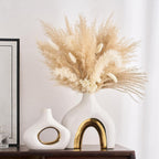 Modern Ceramic Donut Vase: Set of 2 -Minimalist Nordic White and Gold Hollow Vase Home Decor for Kitchen Dining Table Centerpieces Living Room Bederoom Entryway Wedding