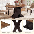 Tribesigns 55-Inch Dining Table for 4-6, Farmhouse Kitchen Dinner Table with Heavy Duty Pedestal, Rectangle Wooden Eating Table for Dining Room, Kitchen, Black & Brown