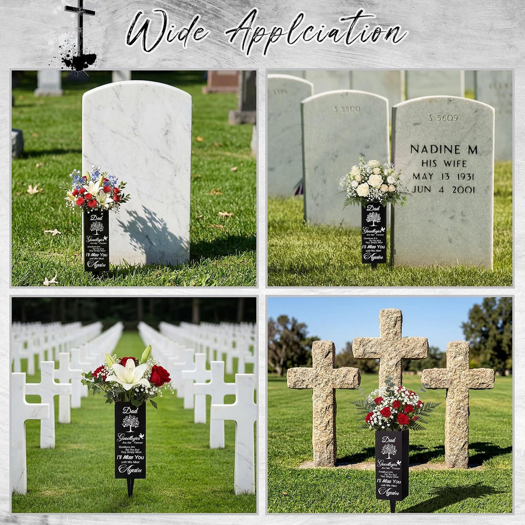 Geosar Cemetery Vases for Grave Metal Flower Holder with Spikes Memorial Funeral Gravesite Flowers Vase Decorations for Loss of Loved One(Goodby are Not the End)