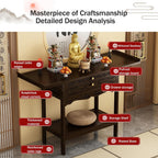 Altar Table,Meditation Table with Storage,Floor Puja Tables for Spiritual,Alter Cabinet with Drawer,Personal Shrine Altar,Buddhist Shrine Prayer Stand Riser,for Home Decor,Witch Wiccan(25.9x15.7x39.3i