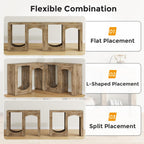 70.9" Farmhouse Console Table, Accent Sofa Table with Arched Design, Modular Entryway Table Free-Combination for Entrance, Hallway, Living Room, Rustic Brown,(Set of 2)