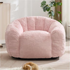 Giant 4ft Bean Bag Chair for Adults, Big Beanbag Chairs with Filler Included, Large Comfy Faux Fur Oversized Adult Bean Bags, Huge Floor Sofa for Bedroom, Living Room, Pink