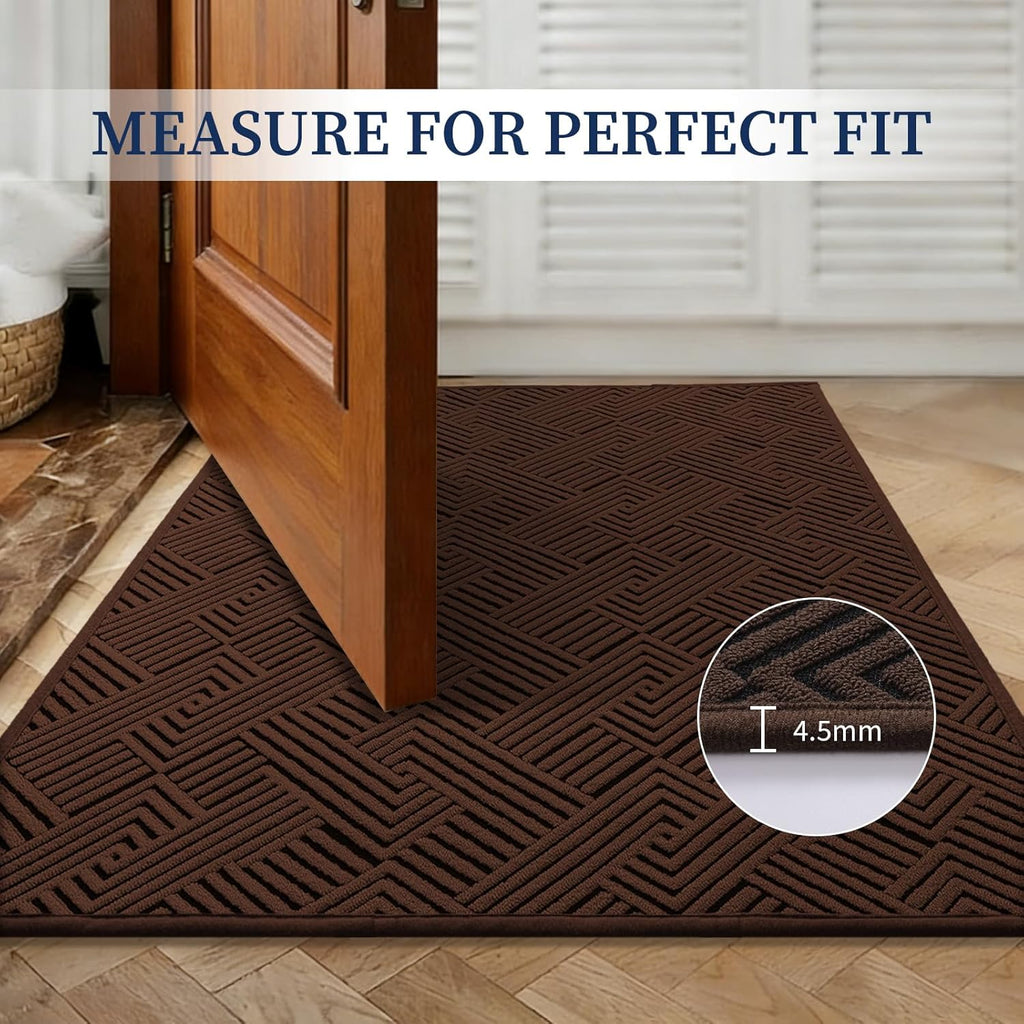 YIHOUSE Indoor Door Mat 24" x 36", Non-Slip Washable Entryway Mat, Dirt Trapper Absorbent Entrance Mat, Low Profile Floor Mat for Front/Back Door, Entryway, Brown
