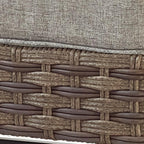 Outdoor Cushioned Ottoman Wicker Patio Furniture Ottoman with Grey Cushion Metal Steel Frame