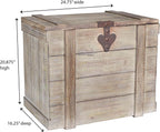 Household Essentials Antiqued Decorative Trunk, Large, Chinese Fir Panel and MDF, Smooth Backing and Metal Hinge Accent, Flat Top and Stay-Open Lid