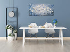 YHSKY ARTS Floral Canvas Wall Art Hand Painted Blue and White Heavy Textured Painting Modern Abstract Flower Pictures Contemporary Artwork for Living Room Bedroom Office Decoration