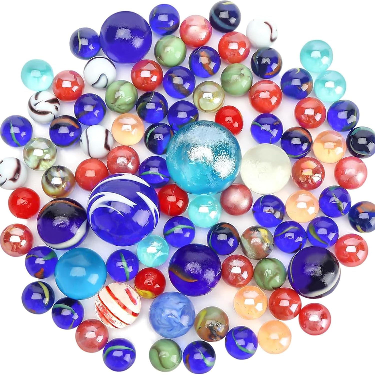SallyFashion 85PCS Galaxy Glass Marbles, Assorted Sizes Marble Bulk Canicas for Kids Learning Games
