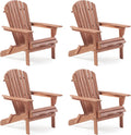 Mederra Wooden Folding Adirondack Chair Set of 4, Half Pre-Assembled Outdoor Wood Patio Lounge Chair for Lawn Backyard Deck Pool Beach Firepit