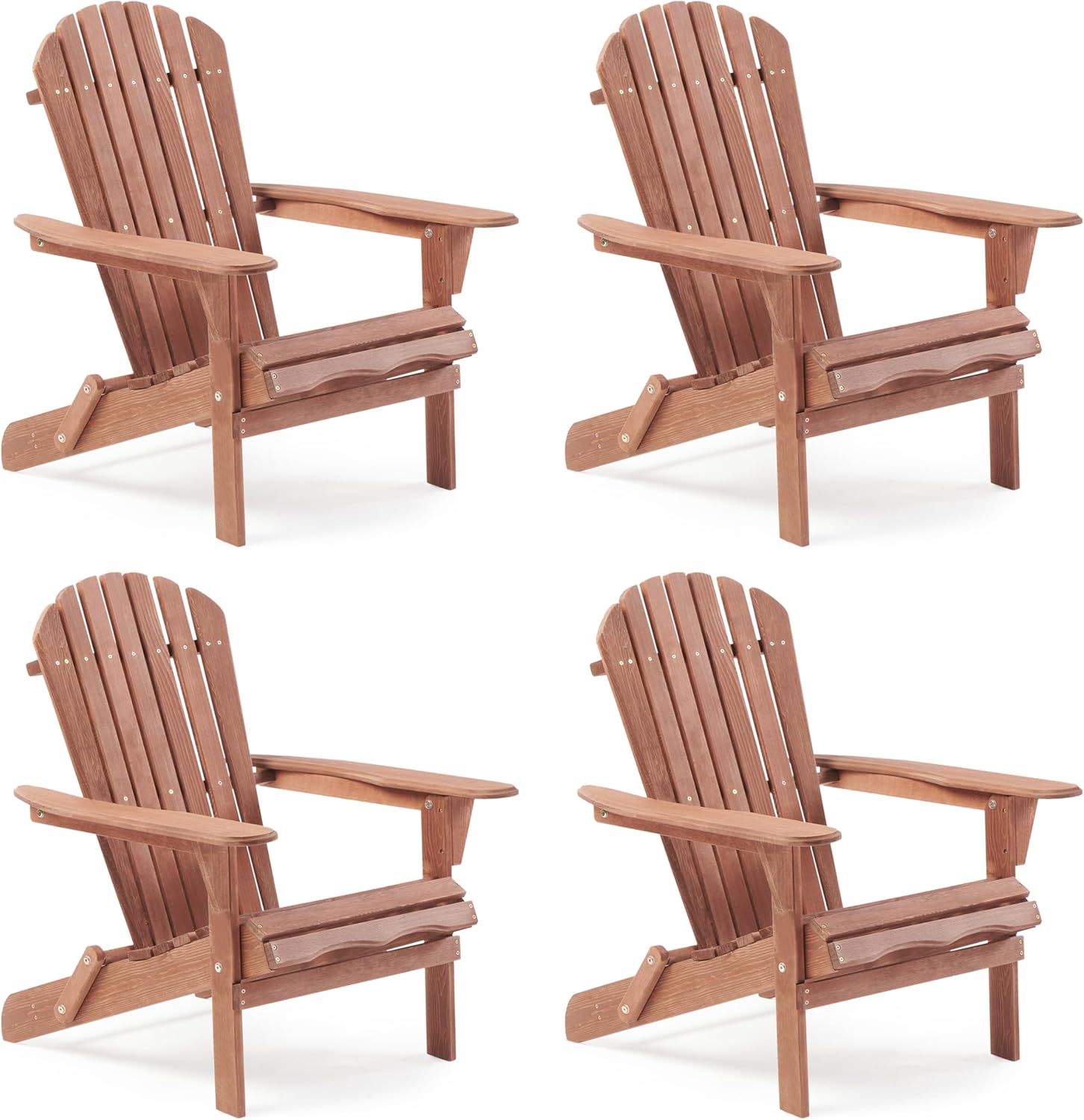 Mederra Wooden Folding Adirondack Chair Set of 4, Half Pre-Assembled Outdoor Wood Patio Lounge Chair for Lawn Backyard Deck Pool Beach Firepit