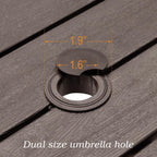 Anmutig Outdoor Dining Table with 1.6" Umbrella Hole, Picnic Table Brown Plastic Square Backyard Bistro Table Outdoor Dining Table for Garden, Poolside, Backyard