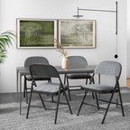 COSTWAY 6 Pack Upholstered Folding Chairs, Foldable Chair with Steel Frame and Fabric Padded Seat & Backrest for Home Office Outside Party Event, Grey & Black
