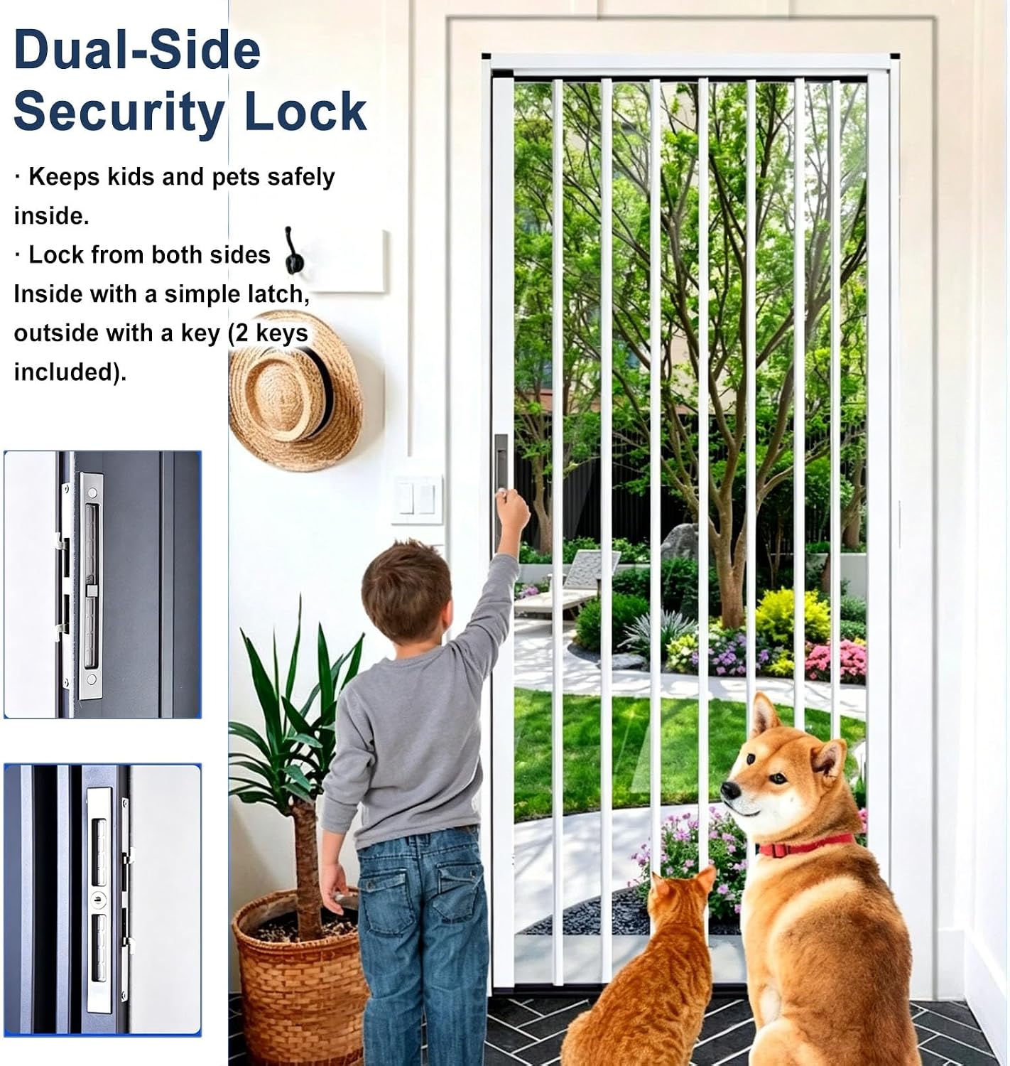 No Drill Aluminum Accordion Folding Door, Width 24 26 28 30 40 50in, Space Saving Room Divider with Dual Side Lock for Bathroom Bedroom Office Kitchen(70x203cm(28x80in))