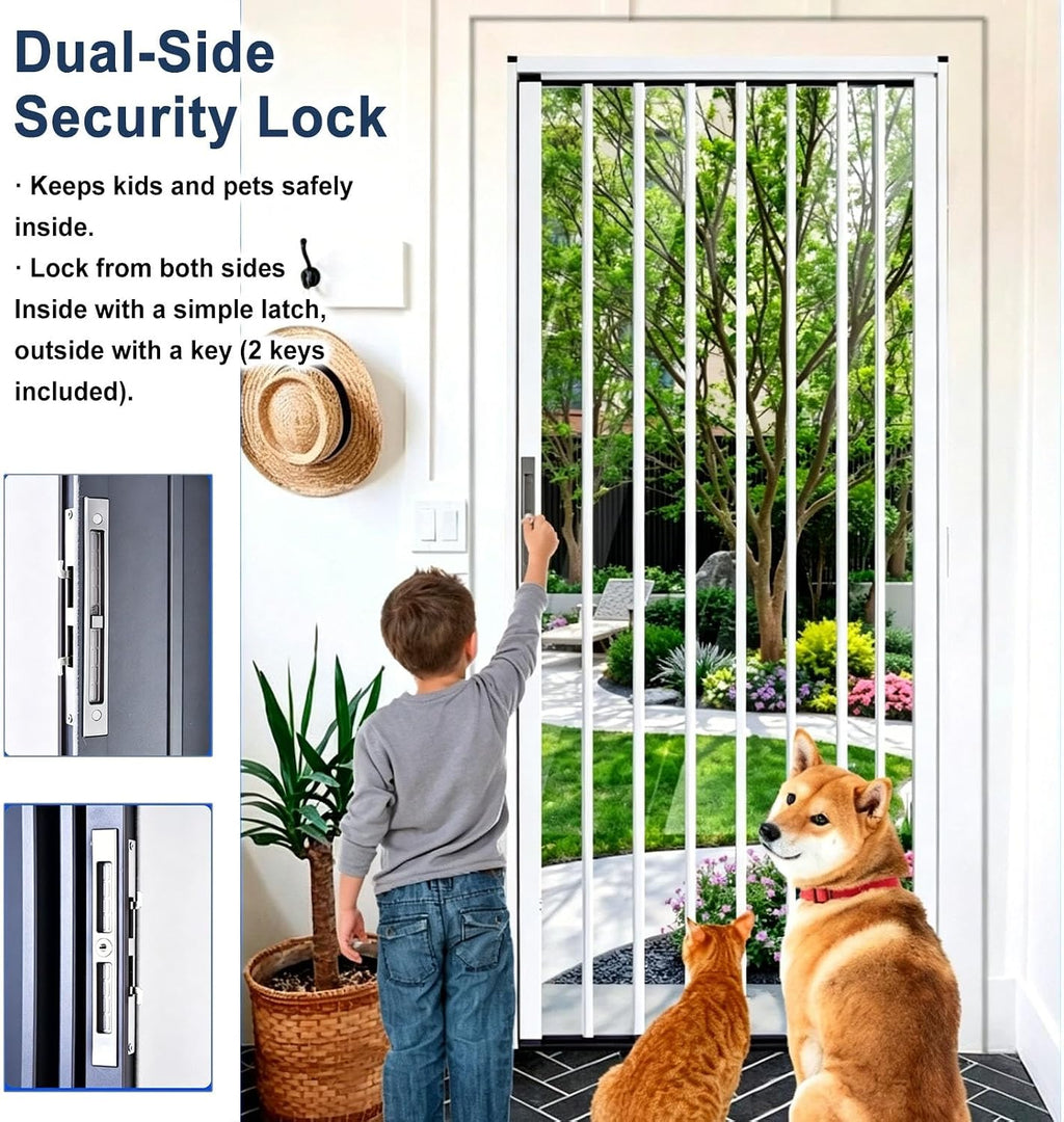 Clear Panel Accordion Door for Kitchen Bedroom, Folding Room Divider with Aluminum Frame, Interior Privacy Door for Laundry Closet(60x210cm(24"x83"))