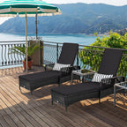 HAPPYGRILL Patio Chaise Lounge, Outdoor Rattan Wicker Recliner Chair with Thick Cushion, Lumbar Pillow, Adjustable Backrest for Garden Porch Lawn Poolside (1)