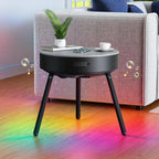 Smart Round Side Table with Charging and Smart Round Coffee Table - in Sound System, Modern Bedside Table for Nursery and Bedroom, Nightstands with Charging Station