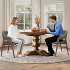 MALOL Wooden Dining Chairs Set of 2, Modern Fabric Upholstered Dining Room Chair, Kitchen Side Chairs, Farmhouse Dinner Chair with Curved Open Back for Kitchen, Grey