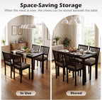Giantex Dining Table Set for 4, Rectangular Kitchen Table Set w/4 Upholstered Chairs & Solid Rubber Wood Frame, Space-Saving Dinette Set for Small Space, Dining Room, Breakfast Nook