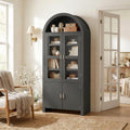 71" Tall Arched Kitchen Pantry, Modern Farmhouse Kitchens Storage Cabinets, Versatile Cupboard for Kitchen, Dining Room, Black, 1 Pc