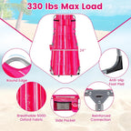 COSTWAY Tanning Chair with Face Hole, Folding Sun Bathing Lounge Chair with Armrest, Side Pocket & Protective Flap, Face Down Layout Chair for Beach, Patio, Pool, Outside (1, Pink+White)