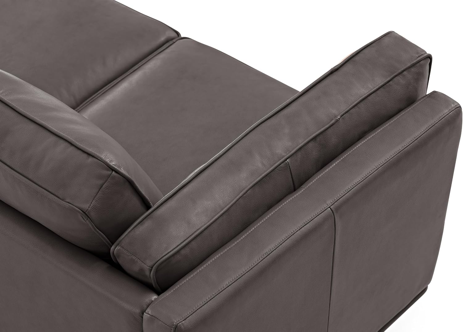 Valencia Artisan Full Leather Sofa 88” - Pure Full Italian Nappa Leather Couch, Solid Wood Accent, Ultimate Comfort, Modern Grey